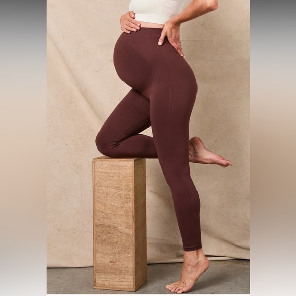 BLANQI EVERYDAY Maternity Belly Support Leggings Mauve Size Medium‎ - Picture 1 of 8